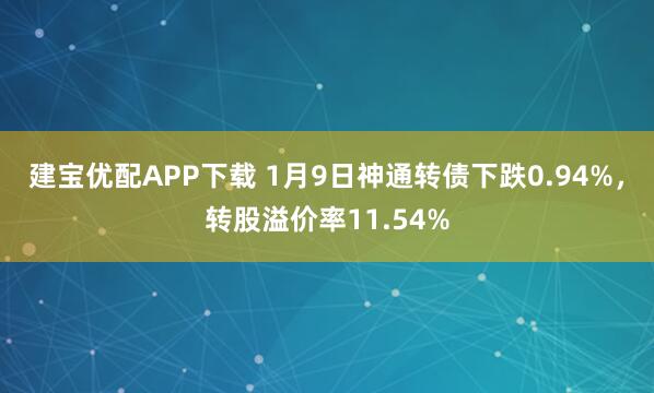 建宝优配APP下载 1月9日神通转债下跌0.94%，转股溢价率11.54%